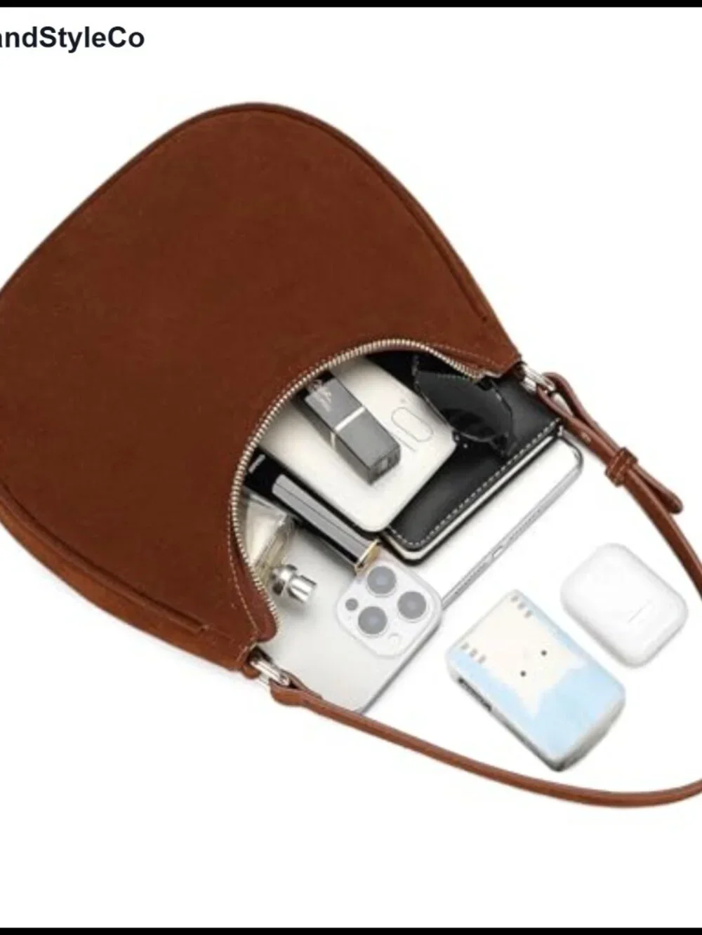 Crescent Hobo Tote PU Leather Underarm Shoulder Bag Women Cute Mini Purse